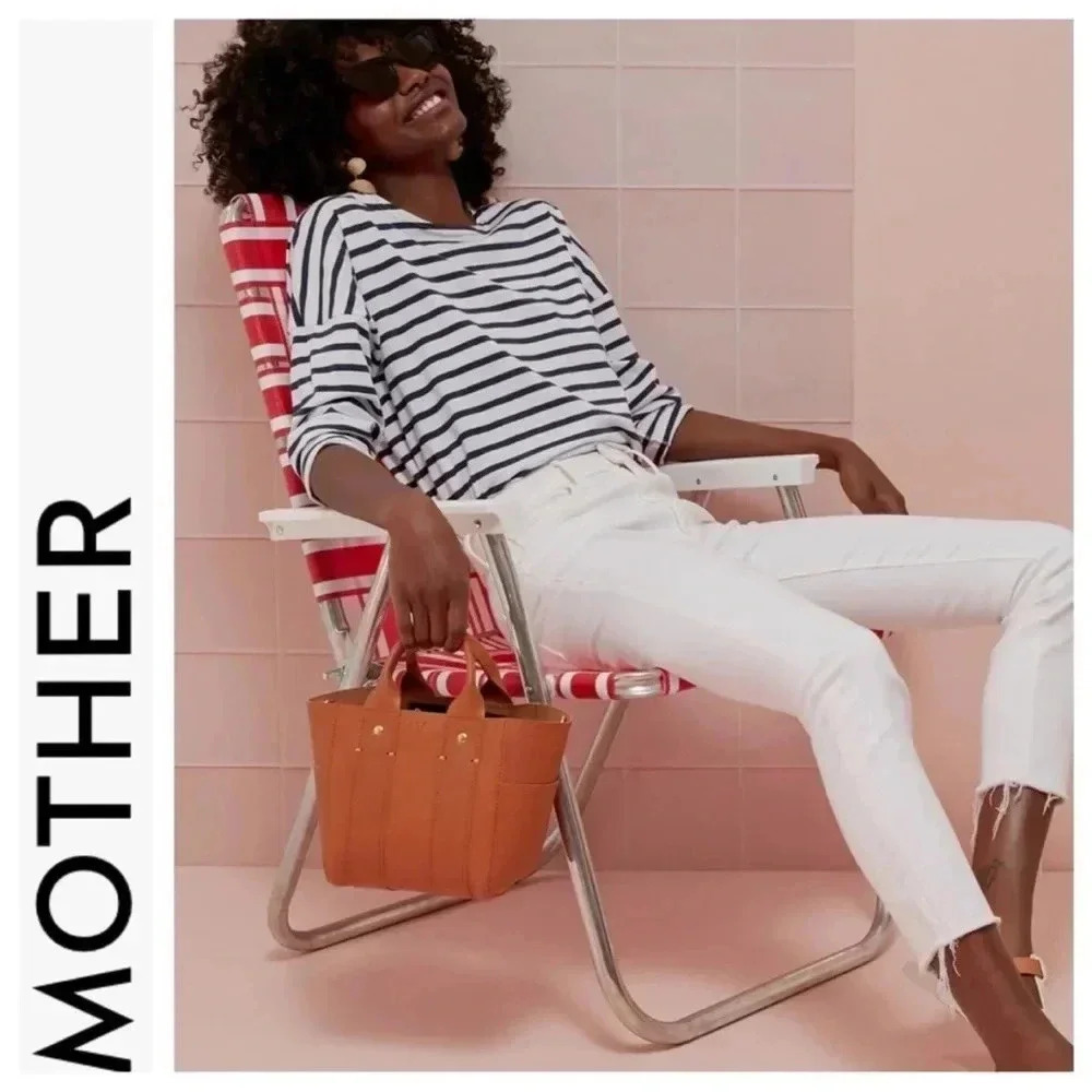 Mother The Looker Ankle Fray Gettin In Ivory Sz 24